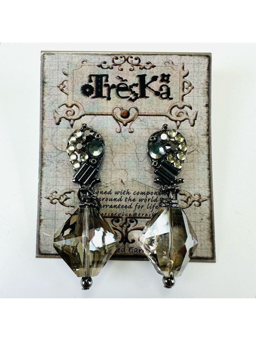 Treska Fifty Shades pieced earrings NEW grey mix bead stud style crystal dangle